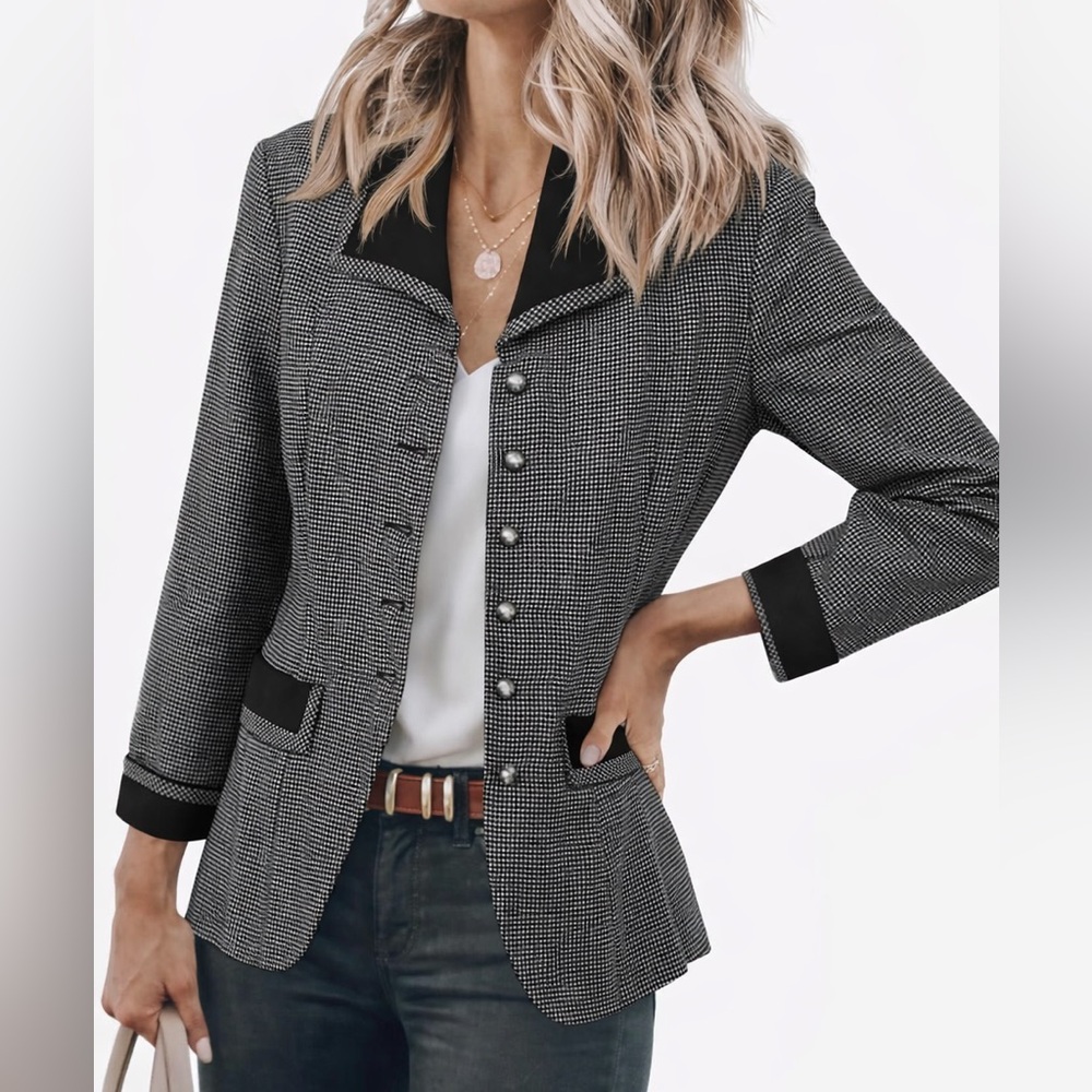 Woman’s Kasper for A.S.L. Jacket blazer black & white houndstooth size 12